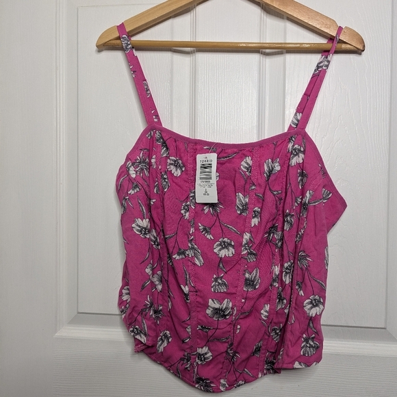 New Torrid Womens Top Pink Challis Corset Plus Size 2X NWT Shirt - Picture 1 of 4